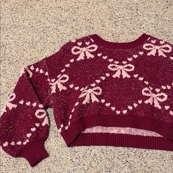 Altar'd State Burgundy and Pink Bow Sweater - Picture 8 of 9